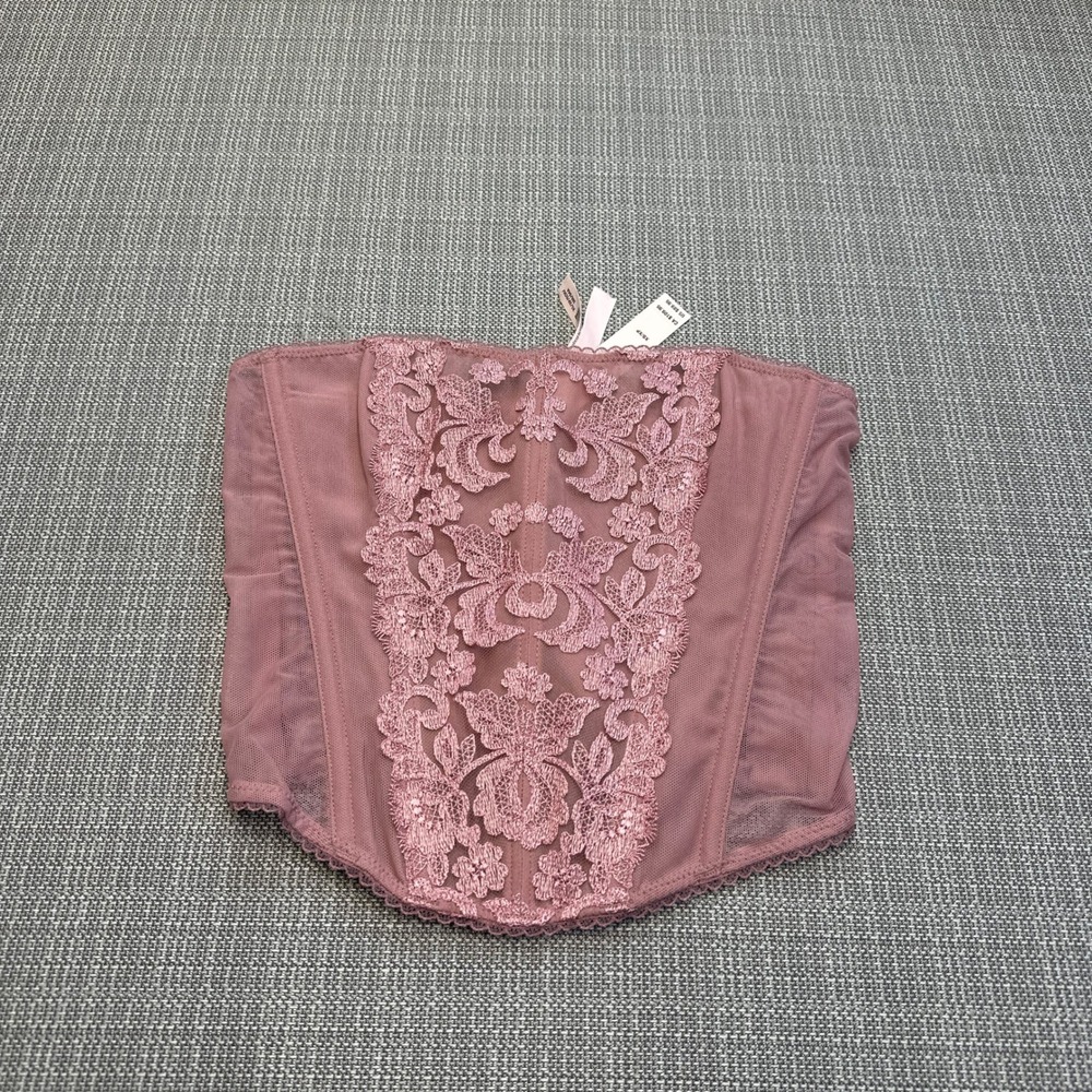 New Victorias Secret‎ Fairycore Lace Corset Bustier Mauve Pink XS Coquette